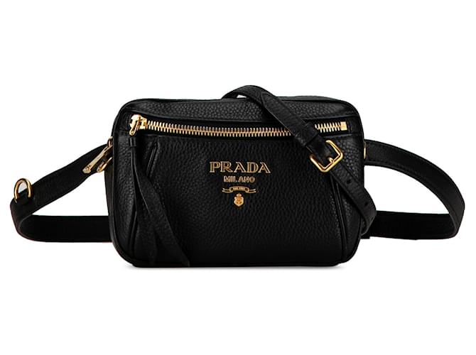 Sac ceinture convertible en vitello daino noir de Prada Cuir  ref.1549970