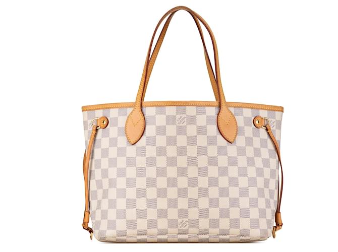 Borsa tote PM Neverfull Damier Azur Louis Vuitton bianca Bianco Pelle  ref.1549995