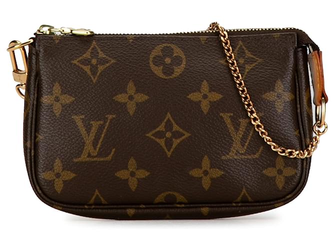 Brown Louis Vuitton Monogram Mini Pochette Accessoires Handbag Cloth  ref.1550006