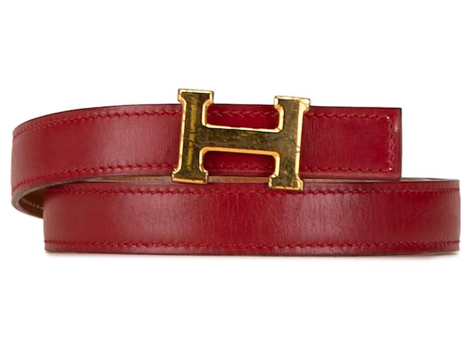 Cinturón reversible Hermès Constance rojo Roja Cuero  ref.1550084