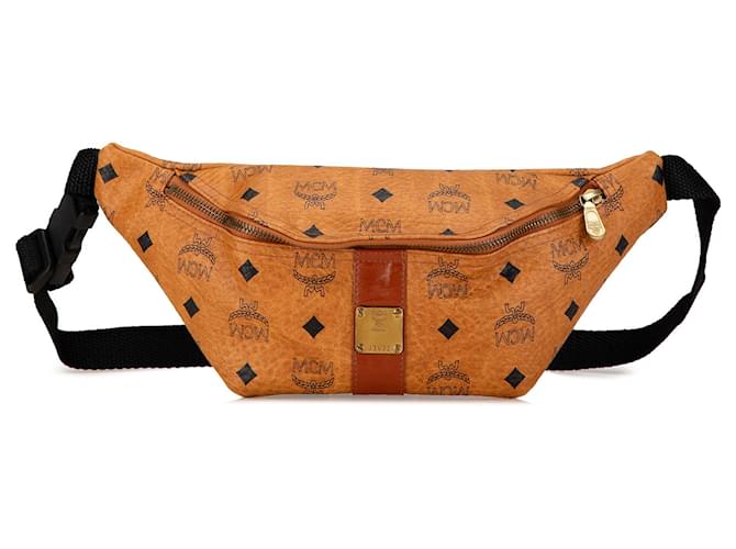 Belt bag in pelle MCM Visetos color tan Cammello  ref.1550096