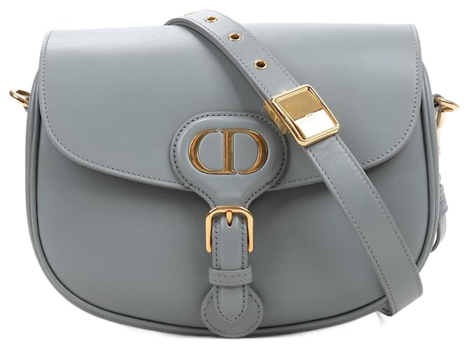 Bolsa transversal Bobby Flap média em couro de bezerro Christian Dior na cor cinza  ref.1550108