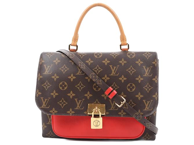 Bolsa de mão 2 em 1 em lona Monogram Marignan em Coquelicot M44286 da Louis Vuitton Marrom Couro  ref.1550109