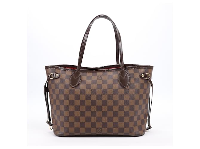 Bolsa de Ombro Louis Vuitton Damier Ebene Neverfull PM N41359 Marrom Couro  ref.1550115