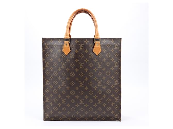 LOUIS VUITTON Monogram Sac Plat PM Handbag M51140 Brown Leather  ref.1550140