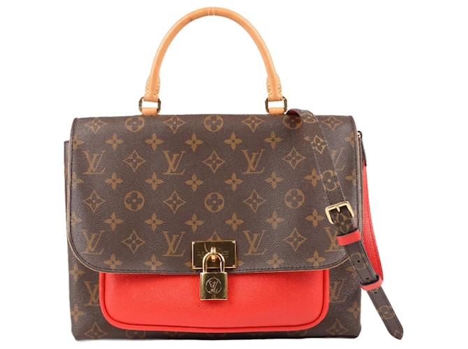 LOUIS VUITTON Borsa a mano 2Way Monogram Marignan in Coquelicot M44286 Marrone Pelle  ref.1550148