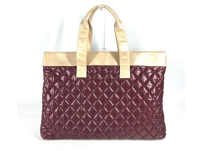 Sac cabas matelassé Chanel Coco Cocoon Beige Bordeaux