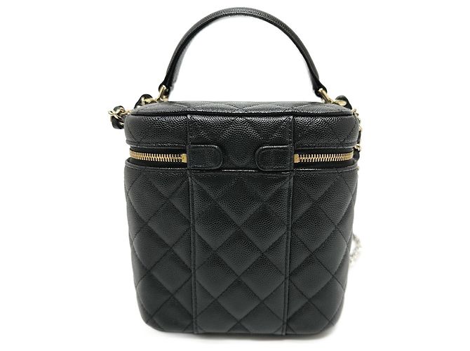 Vanity Chanel Matelassé Caviar Leder Handtasche Schwarz