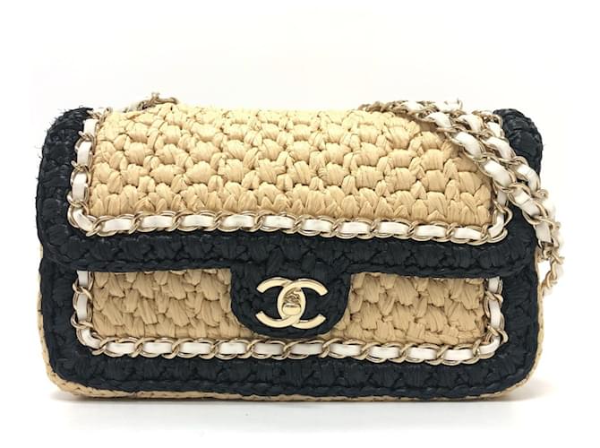 Sac à épaule Chanel Coco Mark Flap Double Chaîne Noir Beige  ref.1551476