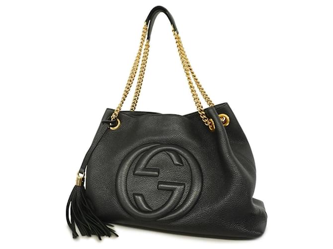 Sac à épaule Gucci Soho Interlocking G Cuir Noir  ref.1551532