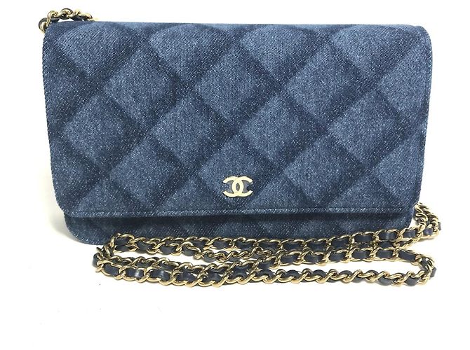 Borsa a spalla in denim Chanel Blu