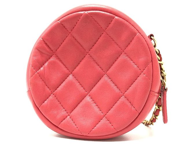Bolsa de corrente redonda matelassé Chanel CC Coco Mark Rosa