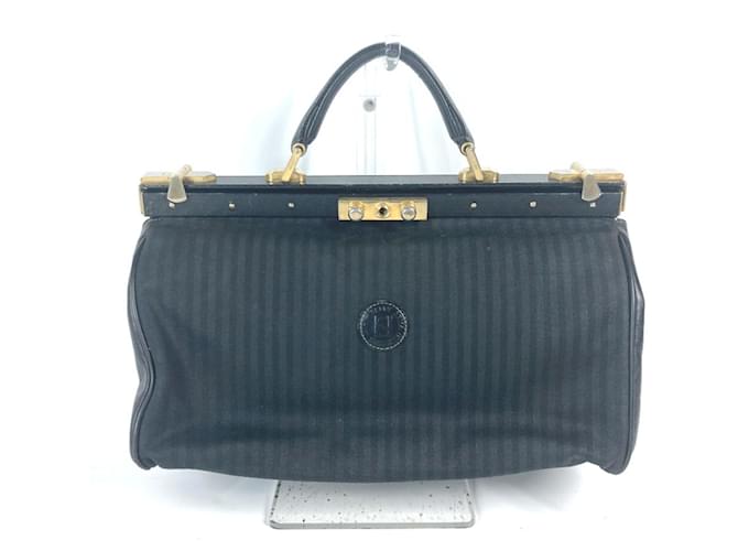 Pequin Fendi Vintage Doctor Bag Pecan Handbag Black Leather Plastic  ref.1551652