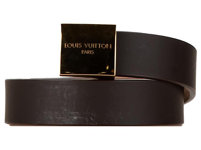 Louis Vuitton Brown Ceinture Carre Belt Dark brown Leather Pony-style calfskin  ref.1551755