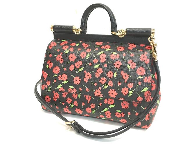 Borsa Flower Sicily di Dolce & Gabbana Nero Rosso Verde