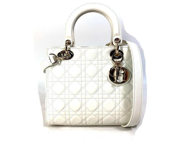 Sac à main Lady Dior Medium de Christian Dior Blanc
