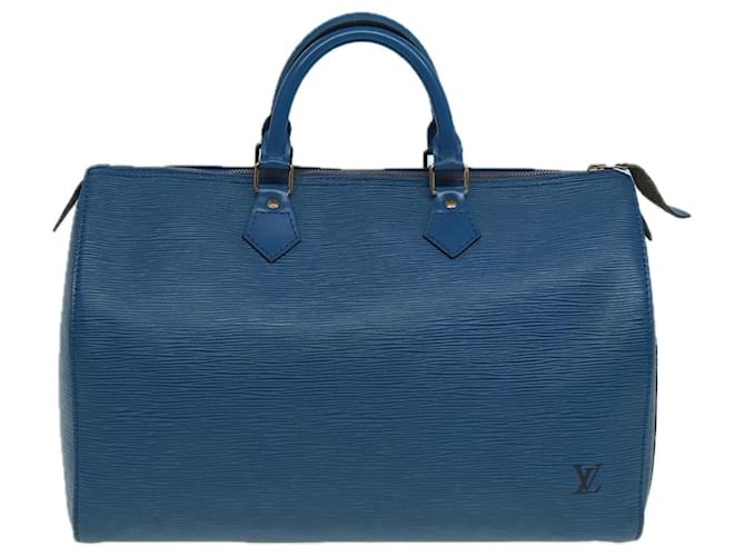 Louis Vuitton Speedy 35 Azul Cuero  ref.1551963