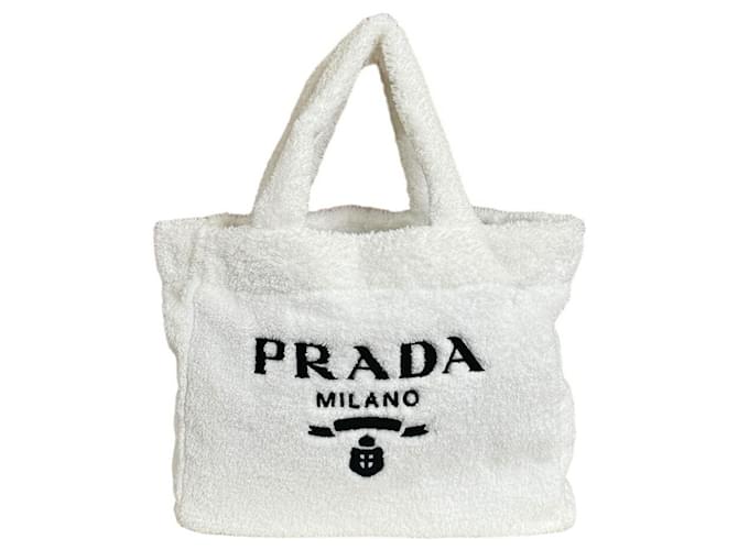 Tote Prada Tissu Blanc  ref.1551988