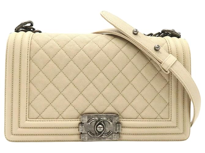 Chanel Boy Beige Pelle  ref.1552107