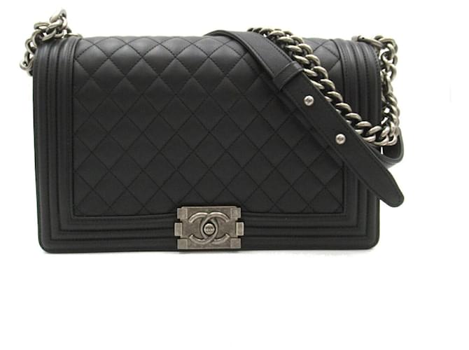 Le Boy Chanel Boy Preto Couro  ref.1552114