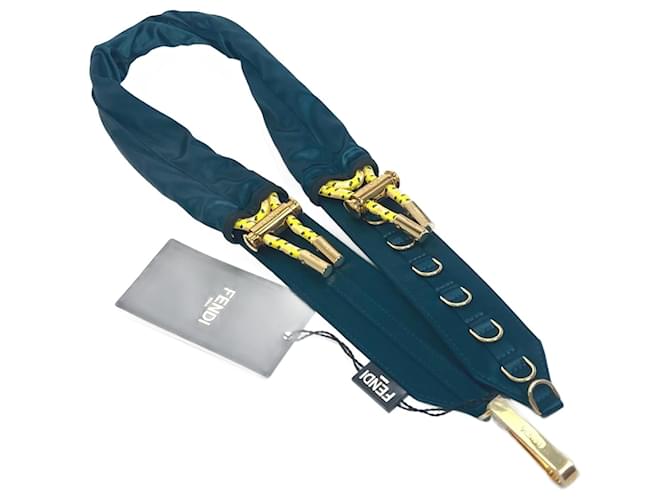 Ceinture en satin et toile pour femmes Fendi Bleu  ref.1552133