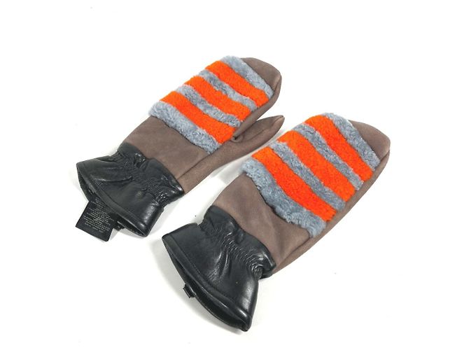 Luvas de angorá femininas Fendi Marrom Laranja