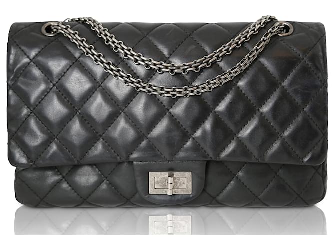 Chanel Reissue 2.55 Black Quilted Double Flap Bag Leather  ref.1552338