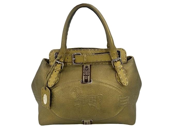 Fendi Selleria Villa Borghese Gold Leather Tote Golden Metallic  ref.1552360