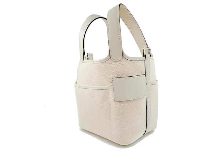 Hermès Picotin 18 Nata Cargo Toile/Swift PHW Blanc  ref.1552373