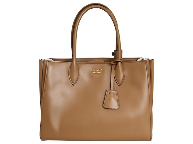 Tote Bolso de mano Prada City Calf Caramelo Castaño Cuero  ref.1552458