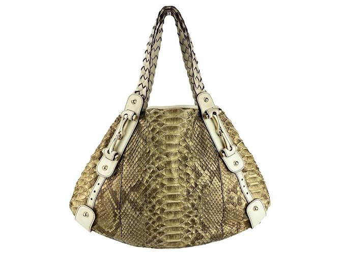 Gucci Python Pelham Shoulder Bag Golden Metallic Leather  ref.1552478