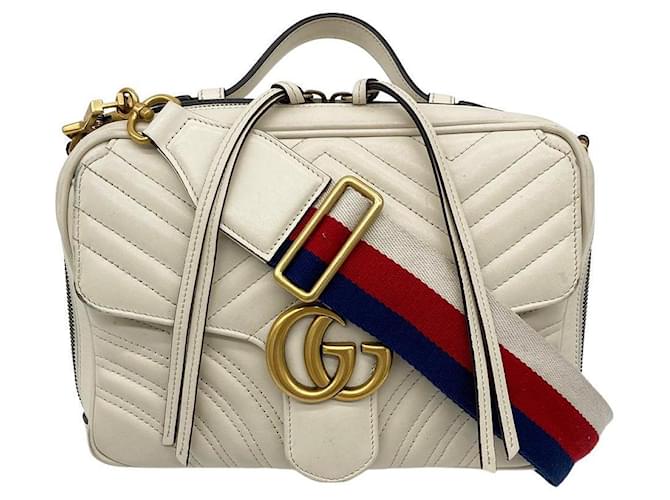 Sac à rabat à poignée supérieure Gucci GG Marmont Matelassé Cuir Bleu  ref.1552493