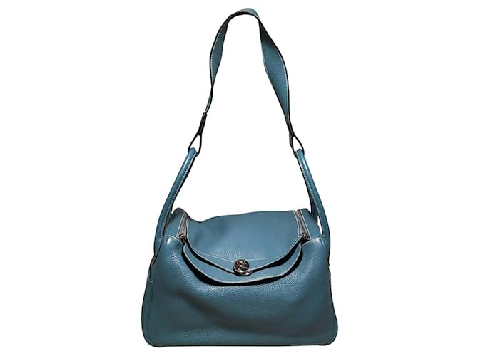 Sac Lindy en cuir Clemence Blue Jean d'Hermès Bleu  ref.1552494