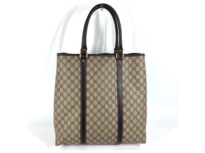 Bolsa Tote Gucci GG Plus Bege Castanho escuro