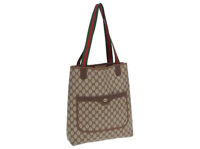 GUCCI GG Canvas Web Sherry Line Tote Bag PVC Leather Beige Green Red Auth kk273  ref.1552759