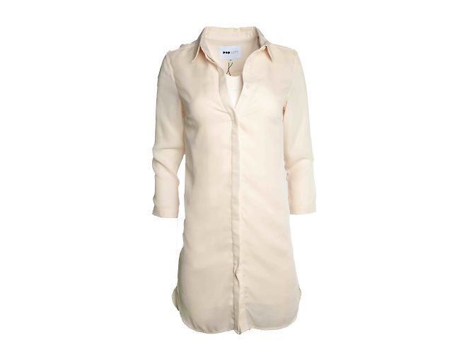 Autre Marque Popcph, Bluse Georgette Hemdkleid in Ecru