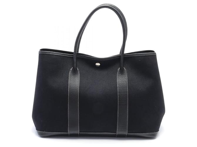 Sac tote Garden Party 36 en Toile et Negonda noir d'Hermès Cuir  ref.1552857