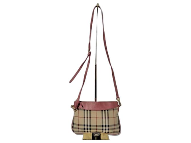 Bolsa crossbody Peyton da Burberry em lona Horseferry Check rosa/bege Couro  ref.1550157