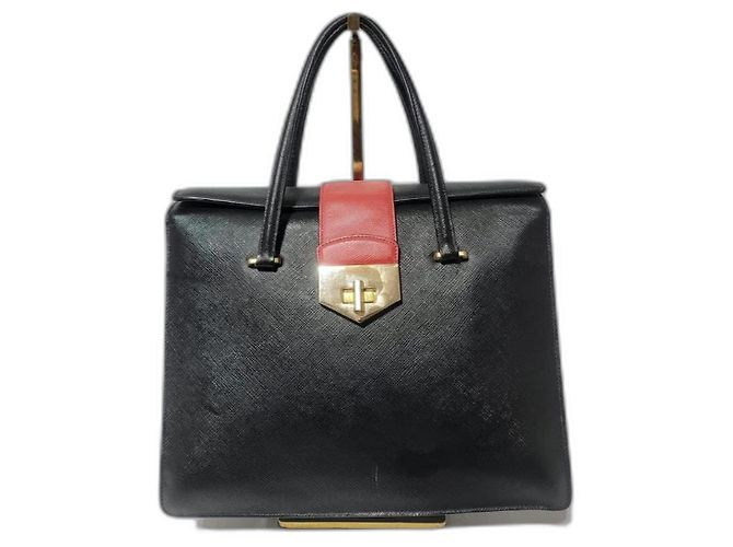Borsa PRADA Saffiano Tri-Color Turn Lock Bianco Rosso Nera Nero