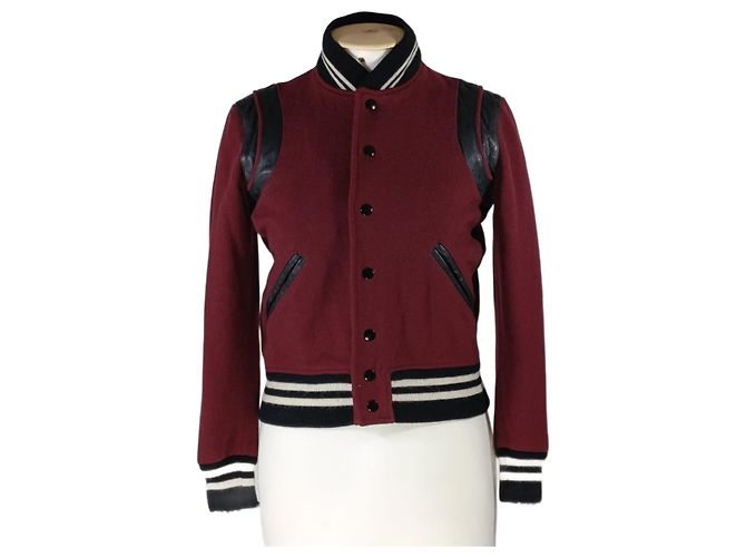 Giacca Teddy Saint Laurent rosso bordeaux Bordò