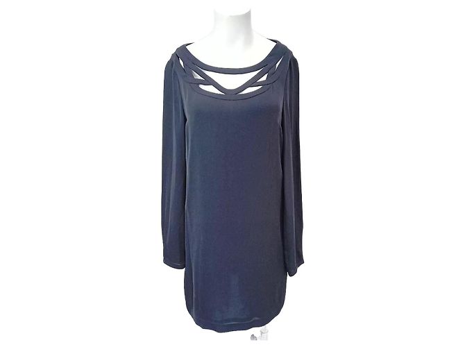 Diane Von Furstenberg Vestido DvF Melanie com decote cage em seda preta Preto