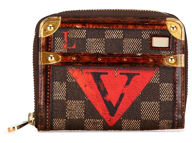 Louis Vuitton Brown Transformed Damier Ebene Time Trunk Zippy Coin Purse Cloth  ref.1553003