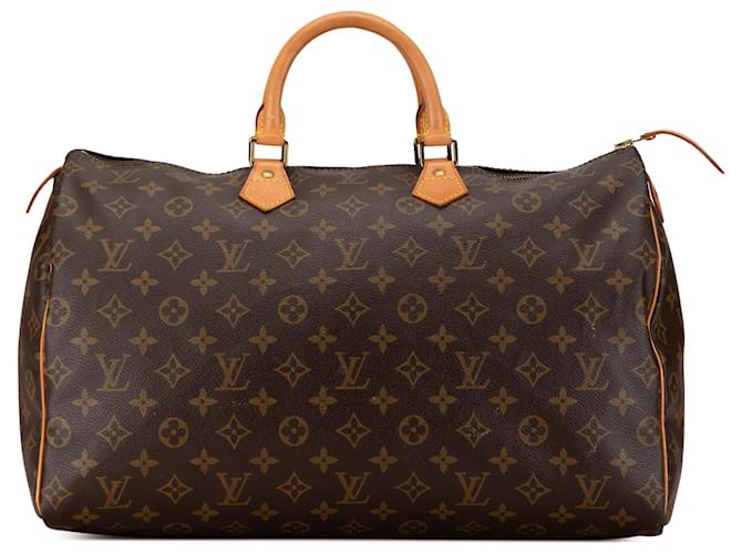 Louis Vuitton Speedy 40 Monogram Marron Cuir Toile  ref.1553016