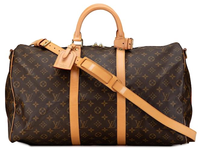 Louis Vuitton Keepall Bandoulière 50 Monograma Marrón Castaño Lienzo  ref.1553023