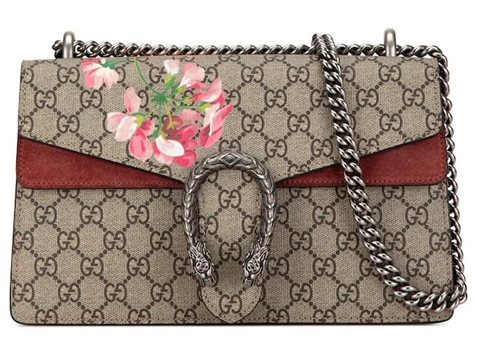 Bolso de Hombro Gucci Brown Small GG Supreme Blooms Dionysus Castaño Beige Lienzo Paño  ref.1553056