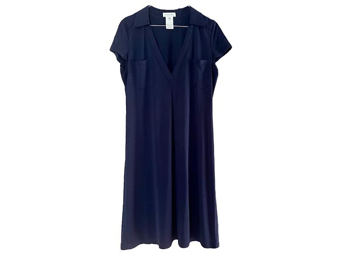 Céline Vestido midi CELINE com decote V 40/42 em jersey de seda marinho Azul marinho
