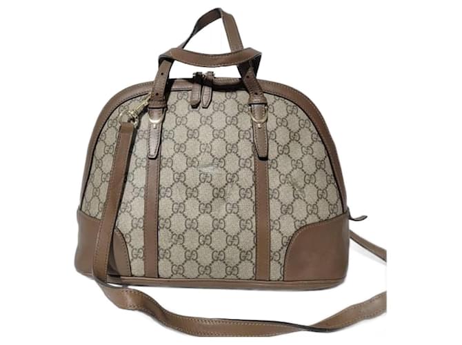 GUCCI GG Supreme Monogram Small Nice Top Handle Dome Bag Maple Brown/Beige Leather  ref.1553147