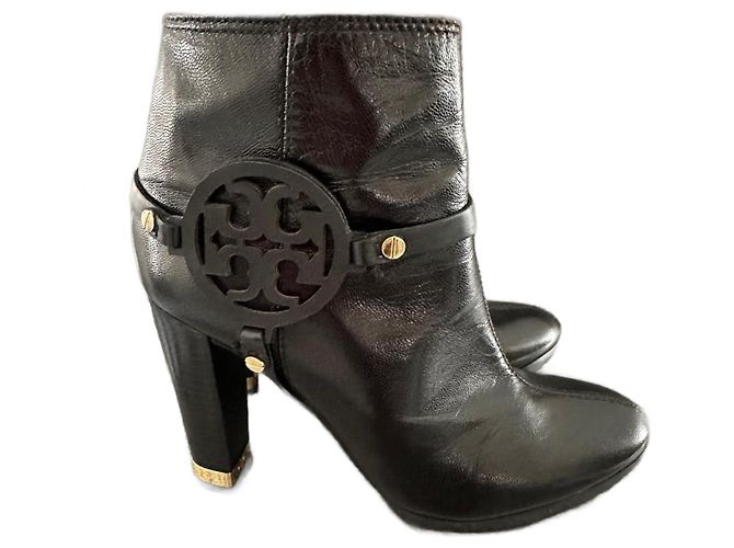 Botines de cuero negro Tory Burch
