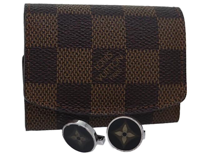 LOUIS VUITTON Estojo para Punhos Damier Ebene M30964 LV Auth 80714  ref.1553249