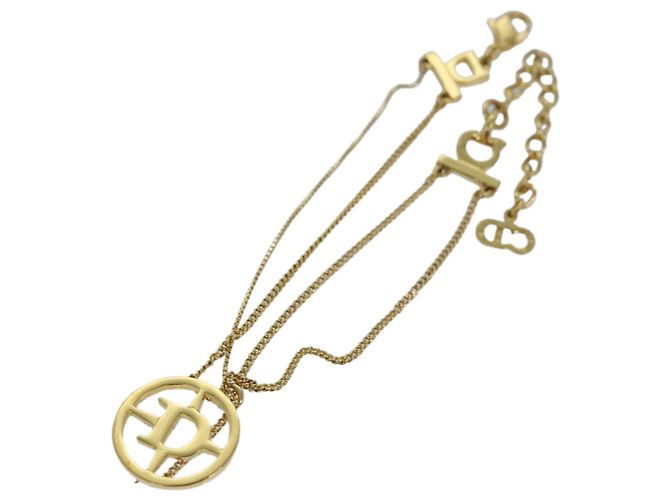 Pulsera de metal dorado Christian Dior Auth am6489